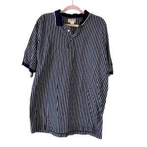 Vintage‎ 90's Izod Men's Navy & White Stripe Golf Polo Shirt Size XL